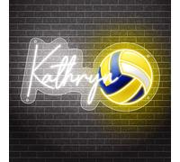 Personalizzato Giocatore di pallavolo Insegna al neon Pallone da pallavolo Nome Luce al neon per parete Led Volleyball Light up Sign up Sport Led Neon Sign per il compleanno di Natale