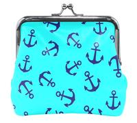 Personalizzato Giocoso Navy Ancore Teal Portamonete Titolare Delle Donne In Pelle Bacio Blocco Carta Cambiare Borsa per Le