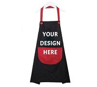 Personalizzato Grembiule da cucina Personalizzato Il Tuo Design Testo Logo Donne Uomini G, Nero e rosso., taglia unica