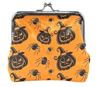 Personalizzato Halloween Zucche Nere Cappelli Strega Carino Portamonete per Le Donne Fibbia In Pelle Bacio Blocco Piccolo Cambiamento Borsa per Le Ragazze, Cappelli Strega Zucche Nere Halloween
