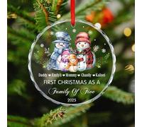 Personalizzato il nostro primo Natale come una famiglia di quattro ornamenti personalizzati pupazzo di neve famiglia di 3 4 5 ornamenti natalizi 1 ° Natale ornamento in vetro regali per mamma papà