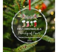 Personalizzato il nostro primo Natale come una famiglia di quattro ornamenti personalizzati pupazzo di neve famiglia di 3 4 5 ornamenti natalizi 1 ° Natale ornamento in vetro regali per mamma papà