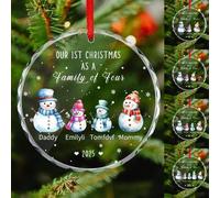 Personalizzato il nostro primo Natale come una famiglia di quattro ornamenti personalizzati pupazzo di neve famiglia di 3 4 5 ornamenti 1 ° Natale in vetro ornamento regali per mamma papà neonato