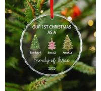 Personalizzato Il nostro primo Natale come una famiglia di tre ornamenti personalizzati 1 ° Natale ornamenti natalizi regali per coppie mamma papà gravidanza neonato ragazze ragazzi decorazioni per