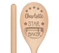 Personalizzato Inciso Cucchiaio di Legno Stella Baker Ogni Nome Chef Pasticcere