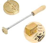 Personalizzato Legno Branding Iron Personalizzato Torta Branding Timbro logo Timbro in ferro per marchio in ottone per Burger Pane Carne BBQ, Dritto/Bend Pole (Dritto, M(5CM))