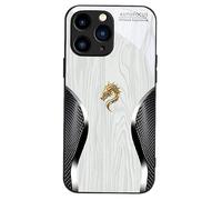 Personalizzato Legno Grano Drago Compatibile con Custodia in Vetro Temperato, Ricarica Magnetica Wireless, per Iphone 17/16/15/14 Plus Pro Max (Bianco,17 Promax)