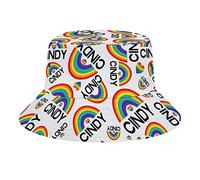 Personalizzato LGBT Arcobaleno Nome Cappello da Pescatore LGBT Ti Amo in Ogni Universo Moda Unisex Packable Viaggi Cappellini da Sole Adolescenti Donna Uomo novità Cappelli da Esterno
