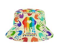 Personalizzato LGBT Handprint Nome Cappello da Pescatore LGBT Ti Amo in Ogni Universo Moda Unisex Confezione da Viaggio Cappellini da Sole Adolescenti Donna Uomo novità Cappelli da Esterno