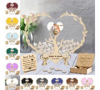 Personalizzato Libro degli Ospiti per Matrimonio Albero della Vita con Cuore e Cornice per Foto, Libro degli Ospiti a Forma di Cuore, Scatola per Lettere con 30-90 Cuori di Legno, Libro degli Ospiti