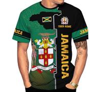 Personalizzato Maglia Manica Corta Jamaica Flag Vacation Jamaican Pride Short Sleeve Tee Rapida Traspirante Maglia da Uomo vestibilità Magliette da Uomo per Sportiva Ciclismo Correre 3XL
