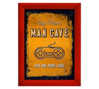 Personalizzato Man Cave - Gioco - A4 Metallo Insegna Stampa- Telaio Opzioni