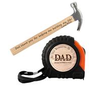Personalizzato Misura a nastro Hammer Set per papà, Misura del nastro di legno personalizzato del giorno dei padri, nastri retrattili per il giorno dei padri, regali per il nonno papà (style 2)