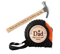Personalizzato Misura a nastro Hammer Set per papà, Misura del nastro di legno personalizzato del giorno dei padri, nastri retrattili per il giorno dei padri, regali per il nonno papà (style 4)