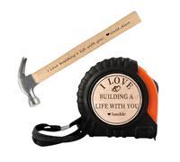 Personalizzato Misura a nastro Hammer Set per papà, Misura del nastro di legno personalizzato del giorno dei padri, nastri retrattili per il giorno dei padri, regali per il nonno papà (style 5)