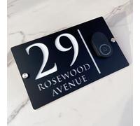Personalizzato Modern 3D Floating House Number Sign with Doorbell - Custom Acrylic Address Plaque, Weatherproof & Durable for Home, Apartment, Hotel, Porch & Yard (Black White)