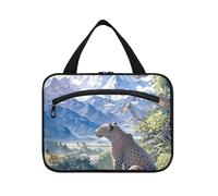 Personalizzato Montagna Wild Leopard Natura Appeso articoli da toeletta Borsa da viaggio con gancio, Designer Unisex Medicina Bag per papà Camping bolsas de maquillaje para Mujer L