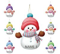 Personalizzato Natale Colorato Snowman Decoration, Personalizzato Famiglia Natale Ornamenti 2025, Invernale Nome/Testo Appendere Ornamento, Albero Decorazioni Regali per Gli Amici di Famiglia