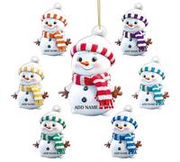 Personalizzato Natale Colorato Snowman Decoration, Personalizzato Famiglia Natale Ornamenti 2025, Invernale Nome/Testo Appendere Ornamento, Albero Decorazioni Regali per Gli Amici di Famiglia