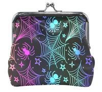 Personalizzato Neon Rainbow Ragni Ragnatele Coin Purse per le donne in pelle carino bacio blocco carta cambio borsa portafoglio