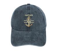 Personalizzato Nome Barca Capitano Bussola Cappello Nautico Baseball Navigazione Cap Personalizza Capitano Nave Anchor Cappello da Baseball, Stile 12., taglia unica