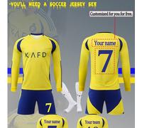 [Personalizzato] Nome personalizzato 2 pezzi Ragazzi/Adolescenti Casual 2025 Stile Squadra Vittoria Riyadh Medio Oriente Giallo Maglia da Calcio Maniche Lunghe Stampa #7 - Girocollo - Set Maniche Lung
