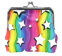 Personalizzato Ondulato Arcobaleno Strisce Stelle Carino Portamonete per Le Donne In Pelle Bacio Blocco Cambiamento