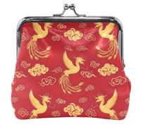 Personalizzato Oro Uccelli Swirl Cloud Red Coin Purse per gli Uomini Donne In Pelle Bacio Blocco Cambiare Borsa per Monete