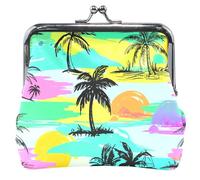 Personalizzato Palme Tropicali Arcobaleno Donne Portamonete & Sacchetti Bacio Blocco Moneta Cambiamento Sacchetto Portafoglio