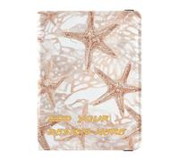 personalizzato Passaporto e Vaccino Card Holder Combo Oro Rosa Stella marina personale Passaporto Caso Documento Organizer Accessori Leggero, Stella marina oro rosa