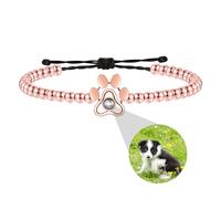Personalizzato Paw Print Braccialetto di Proiezione Personalizzato Braccialetto Fotografico Carino Pet Paw Gioielli di Proiezione con Immagine, Animale Keepsake Gioielli Dog Mom Regali per Le Donne