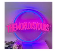 Personalizzato per insegne al neon Il mondo è per tuo per decorazioni murali con insegne al neon accessori per la casa per uomo per feste in bar e birrerie