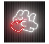Personalizzato per insegne al neon Lampada a forma di coniglio con luci al neon a cuore, insegna a angelo(E,40cmx40cm)
