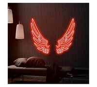 Personalizzato per insegne al neon Lampada al neon con ali d'angelo e atmosfera rilassante, ideale per decorare le pareti della camera da letto(D,35cmx70cm)