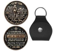 Personalizzato per mio figlio Coin - Abbraccio tascabile personalizzato per figlio, portachiavi da tasca da abbraccio da papà, regalo personalizzato per figli, regalo per papà, compleanno, Natale