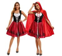 Personalizzato Personalizzato Ricamato Donne Piccolo Rosso Cappuccetto Costume Natale Halloween Party Dress con Cape