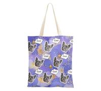 Personalizzato Pet Avatars su Bulk Totes Borse di Tela Per Le Donne Borse di Tela Bulk Per Le Donne Spazi Vuoti Fiori Astratti Viola Viole Del Pensiero