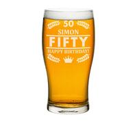 Personalizzato Pinta Bicchiere Corona Età Grano Craft Birra Cider Dad Compleanno