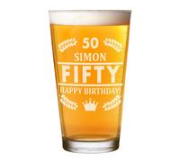 Personalizzato Pinta Bicchiere Corona Età Grano Craft Birra Cider Papà Birthday