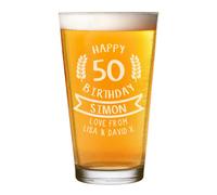 Personalizzato Pinta Bicchiere Data Happy Birthday Età Festone Grano Craft Birra