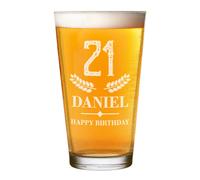 Personalizzato Pinta Bicchiere Età Happy Birthday Grano Craft Birra Cider Dad