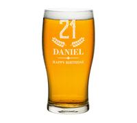 Personalizzato Pinta Bicchiere Età Happy Birthday Grano Craft Birra Cider Papà