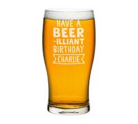 Personalizzato Pinta Bicchiere Hanno Un Beer-Illiant Compleanno Craft Birra Dad