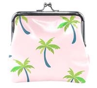 Personalizzato Portamonete Delle Donne Del Fumetto In Pelle Palme Rosa Bacio Blocco Carta Cambiare Borsa per la, Palme Cartone Animato Rosa, classico