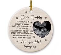 Personalizzato Qualsiasi immagine Baby Bump Sonogram Ornament, Dear Daddy As I Wriggle in Mommy's Tummy Ornamenti in ceramica 2025, Nome e anno Personalizzati Arrivo Del Bambino Decorazione Natale
