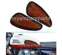 Personalizzato Reale Enfield Interceptor 650 Pelle Ginocchio Pad Paio D10 Orange