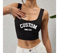 Personalizzato, regalo personalizzato, canotta corta personalizzata da donna, si può aggiungere testo (citazioni/frasi/nomi/numeri/slogan, ecc.), si può scegliere il carattere e il colore preferiti, c