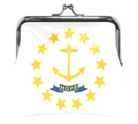 Personalizzato Rhode Island State Flag Leather Coin Purse per le donne ragazze bacio blocco ragazze cambio portamonete, bandiera dello stato dell'isola di Rhode, classico