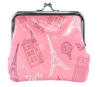 Personalizzato Romantico Parigi Rosa Donne Carino Portafoglio In Pelle Floreale Stampa Bacio Cerniera Carta Cambiamento Portafoglio Portafoglio, Romantico Parigi Rosa, Classico, Romantico Paris Rose