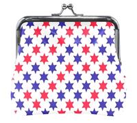 Personalizzato Rosso Blu Stelle Bianco USA Cuoio Coin Pouch Donne Ragazza Fibbia Bacio Blocco Carta Cambiamento Borsa per le Ragazze
